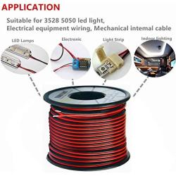 TUOFENG 66 FT 18awg Electrical Wire 2pin Red Black Cable Hookup Stranded Wire LED Strips Extension Wire 12V/24V DC Cable,18 Gauge Flexible Low Voltage Wire for LED Ribbon Lamp Tape Lighting