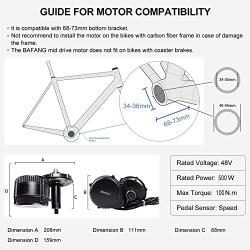 BAFANG 48V 500W Mid Drive Kit : BBS02 Motor with Battery (Optional), 8Fun Electric Bike Mid Mount Motor with Display & Chainring, DIY eBike Conversion Kit for Mountain Road Commuter Bicycle
