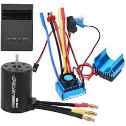 Brushless Motor and ESC Combination,3650 3900KV Motor+Brushless ESC + Heat Sink + Program Card Set Accessory Compatible with RC Car (80A)