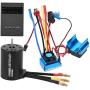 Brushless Motor and ESC Combination,3650 3900KV Motor+Brushless ESC + Heat Sink + Program Card Set Accessory Compatible with RC Car (80A)