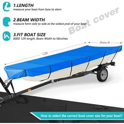 WFLNHB 600D Marine Grade Heavy Duty Trailerable Boat Cover Replacement for Jon Boat-Bule