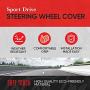 Motor Trend GripDrive Faux Black Leather Steering Wheel Cover for Car Truck Van SUV, Small 14 inch Size, Gray Accent Stitched Car Steering Wheel Cover