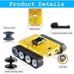 Professional TP200 Metal Robot Tank Car Chassis Kit by 2pcs Encoder DC Motor for Arduino Raspberry Pie Microbit, Tracked Crawler Model for Remote Control Avoiding Obstacle DIY STEAM Teaching