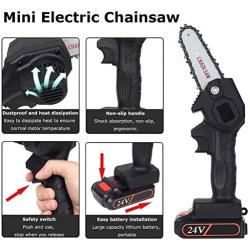 Mini Chainsaw 4-Inch Cordless Electric Protable Chain Saw with Brushless Motor, Pruning Shears Chainsaw for Tree Branch Wood Cutting with 2pcs Chains&Batteries