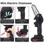 Mini Chainsaw 4-Inch Cordless Electric Protable Chain Saw with Brushless Motor, Pruning Shears Chainsaw for Tree Branch Wood Cutting with 2pcs Chains&Batteries