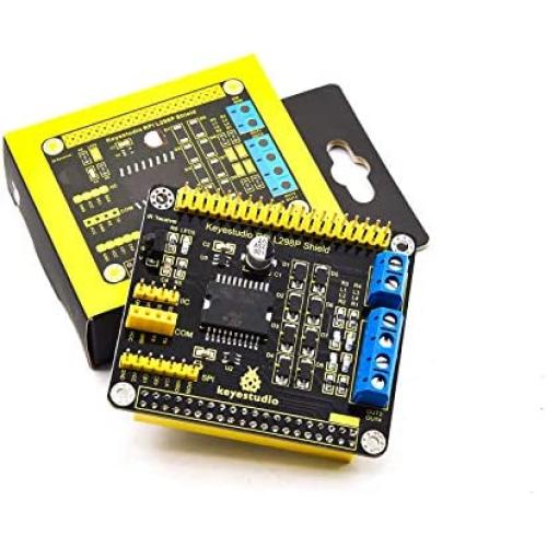KEYESTUDIO L298P Motor Driver HAT Shield GPIO for Raspberry Pi Model B/B+/A+/2/3/4 Zero and Zero W, High-Power Motor Speed Control Board Dual H Bridge with IR Receiver