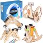 4 Wooden Motor Robotic Science Kits, DIY STEM Toys for Kids, Building Science Experiment Kits for Boys and Girls