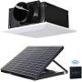 SIPLCN 12 Solar Ceiling Exhaust Fan with Remote Control, Quiet Ventilation System with Dual Power Supplies, 26ft Long Hose & Vent Cover, Efficient Brushless DC Motor, 178CFM, White Square Grille