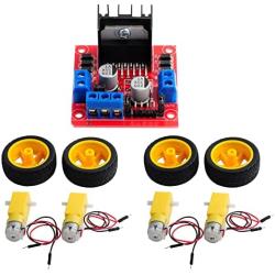 DIYmall 4sets TT Motor with Leads Tire Wheel and L298N Driver Module