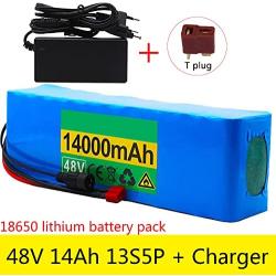 FREEDOH 48V 14Ah 18650 e-Bike Battery Pack 14000mAh 13S5P Lithium-ion Battery for Motor Within 1000W for Electric Cars Electric Scooters Electric Wheelchairs with Charger