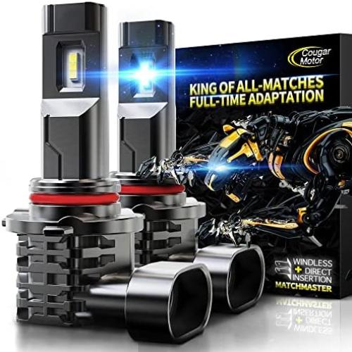 Cougar Motor 9012 LED Bulb, 12000LM Noiseless 6500K Cool White All-in-One Conversion Kit Direct Installation, Halogen Replacement