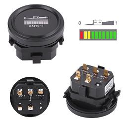 Battery Indicator LED Digital Battery Meter Indicator 12V 24V 36V 48V 72V Round Meter Gauge Charge Status Monitor Controller Tester for Carts Boat Marine Tractor Motorcycle Truck Car