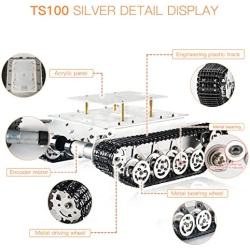 Professional Shock-absorbing Metal Robot Tank Chassis with DC Encoder Motor for Arduino/Raspberry Pie, Tracked Suspension Absorption Vehicle, Remote Control Track Crawler Damping Vibration Caterpillar