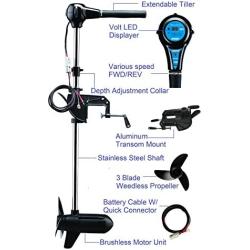 Caroute N300-36V 160LB Brushless Electric Boat Trolling Motor Large Thrust Saltwater (160 Pound, 36