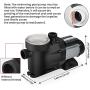 Anbull 2.5HP Swimming Pool Pump, 1850W In/Above Ground Pool Pump with 59.05 Electric Cord, High Efficiency and Low Noise, Apply to Water Circulation in Filtration System (110-120V/60HZ)