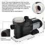 Anbull 2.5HP Swimming Pool Pump, 1850W In/Above Ground Pool Pump with 59.05 Electric Cord, High Efficiency and Low Noise, Apply to Water Circulation in Filtration System (110-120V/60HZ)