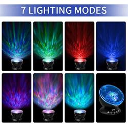 LOBKIN Ocean Wave Projector Kids Night Light lamp with Music Speaker/Remote/White Noise/Timer, 8 Colors Changing LED Light Projector for Baby Bedroom /Room Decor