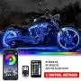 DSOW 12Pcs Motorcycle LED Light Kit Strips APP/IR/RF Wireless Waterproof Underglow Neon Lights Atmosphere Lamp with Remote Controller for for Harley Davidson Honda Kawasaki Suzuki, 1 Year Warranty