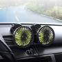 Car Cooling Fan,360° Adjustable Dual Head Cooling Air Fan Brushless Motor Low Noise Automobile Vehicle Fan Micro USB for Car/SUV/RV/Truck/Boat Use (Without Coloured Light)