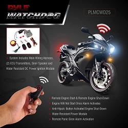 Pyle Watch Dog Motorcycle Bike Vehicle Alarm Anti Theft Security System Lock with Easy Arming/Disarming, Remote Auto Start, ECU Transmitter, Anti-Hijack Engine Shut Down, High Power Speaker - PLMCWD25