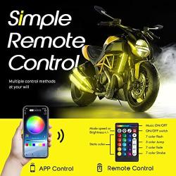 ZvtoKanp 12Pcs Motorcycle RGB LED Light Kits, RGB Multi-Color Underglow Lights Kit with APP IR Wireless Control，Waterproof Atmosphere Lights Lamp DC 12V, 2 Years Warranty