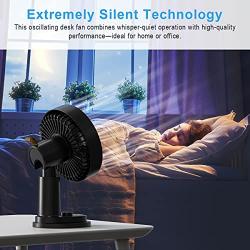 Small Desk Fan, Portable Rechargeable Clip on Fan with Remote Control, Oscillating USB Battery Operated Stroller Fan 6 Inch 4000mAh Cooling Personal Fan 19 Speeds Strong Airflow Ideal for Bedroom Outdoor Camping Travel Home Office (Black)