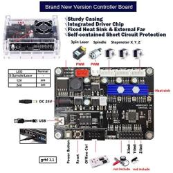 2-in-1 5500 m W Module Engraver CNC 3018 Pro-M Engraving Machine, TopDirect GRBL Control 3 Axis CNC Router Kit Working Area 30x18x4.5cm, with Offline Controller Router Bits for Wood Plastic Acrylic