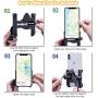 Homeet Motorcycle Phone Mount, Metal Motorcycle Phone Holder Motorbike Rearview Mirror Smartphone Holder Mount Universal 【Φ10mm】- 360° Rotation Adjustable - Aluminum Alloy