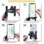 Homeet Motorcycle Phone Mount, Metal Motorcycle Phone Holder Motorbike Rearview Mirror Smartphone Holder Mount Universal 【Φ10mm】- 360° Rotation Adjustable - Aluminum Alloy