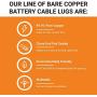 SELTERM UL Heavy Duty Battery Ring Terminal Connector, Tubular Electrical Wire End Cable Lugs, Bare Copper Eyelets for Car/Boat/ATV/Home/Audio/Solar (8 AWG to 250 MCM)