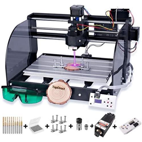 2-in-1 5500 m W Module Engraver CNC 3018 Pro-M Engraving Machine, TopDirect GRBL Control 3 Axis CNC Router Kit Working Area 30x18x4.5cm, with Offline Controller Router Bits for Wood Plastic Acrylic