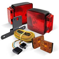 LED Trailer Light Kit w/Amber Marker Lights [DOT FMVSS 108] [SAE AIS2T2/APC/L] [TBT & License Plate Light & Wiring Harness] [IP67 Submersible] Motorcycle Boat Utility Trailer Tail Brake Light Kit