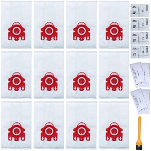 12 Pack FJM Vacuum Bags Compatible with Miele FJM Bags AirClean 3D Efficiency Vacuum Cleaner, Include 4 Pair Pre-Motor and Post-Motor Filters