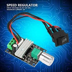 Qinlorgo DC Motor Speed Controller, Brushed PWM Motor Speed Controller DC 6V 12V 24V 3A PWM Motor Speed Control Reversible Controller Regulator with Switch
