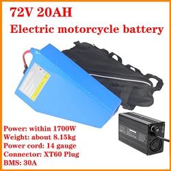 Jieoto 72V 20Ah E-Bike Triangle Battery 20000mAh 20S 4P Lithium-ion Scooter Battery Pack 500W-1700W Electric Motorcycle Lithium Battery with 3A Quick Charger and Triangle Bag