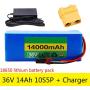 Jieoto 36V 14Ah 10S 5P Lithium Battery Pack E-Bike Lithium-ion Rechargeable Battery for Electric Scooters Electric Tricycles Power Tools Fit for 200W-750W Motor with Charger