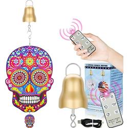 ABXKZ Disco Ball Motor Hanging Display,1200mAh Battery Operated Gold Wind Spinner Motor with Remote. Purple Sugar Skull Wind Spinner,3D Yard and Garden Art, Sun Catcher Outdoor Spinning Sculptures
