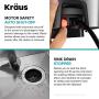 Kraus KWD100-100MBL WasteGuard 1 HP Continuous Feed Garbage Disposal with Ultra-Quiet Motor for Kitchen Sinks with Power Cord and Flange Included, 16 1/2 inch, Black