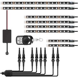 8Pcs Motorcycle LED Light Kit Strips Multi-Color Accent Glow Neon Ground Effect Atmosphere Lights Lamp with Wireless Remote Controller for All Motorcycle Car ATV SUV (8pcs-2020)