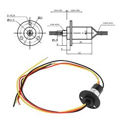 FTVOGUE Mini 3 Wires Slip Ring Plastic Electron Component 250RPM 15A 0-600V for Wind Turbine Power Generator,Dynamo