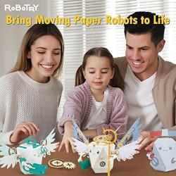 ROBOTRY Moving Paper Robots Making Kit, Domi | Crank - Learn Very Basic 5 Robot Mechanisms | Intermediate | Super Cool 3D Puzzles DIY Paper Crafts for Kids & Seniors | STEM Educational Science Kits