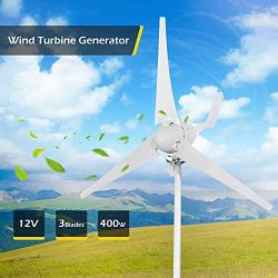 Dyna-Living Wind Turbine Generator Kit 400W DC 12V Wind Turbine Motor 3 Blades Wind Power Generator with Charge Controller for Home Marine Industrial Energy(Not Included mast)