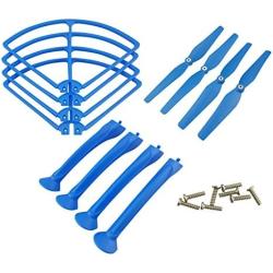 Upgraded Spare Parts for Syma X8C X8G X8HW RC Mini Quadcopter Toy Motor Main Blade Propellers Propeller Protectors Blades Frame Landing Skids with Screws Set (Blue)