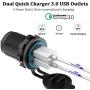[Upgraded Version] Quick Charge 3.0 Cigarette Lighter Splitter + Quick Charge 3.0 Dual USB Charger Socket 12V/24V USB QC 3.0 Charger for Car, Golf Cart, Boat, RV, Motorcycle, Truck and More