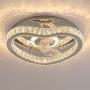 ATELANGE Shining Crystal Ceiling Fan Ceiling Light with Remote Control Creative 3 Colors 3 Speeds Ceiling Fan with Lights Dimmable Low Profile Fan Light Semi Flush Mount Pure Copper Motor for Bedroom