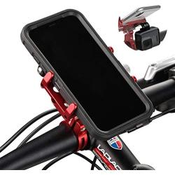 Bike & Motorcycle Phone Mount Aluminium Bicycle Handlebar Phone Holder with Action Camera Mount Compatible with GoPro Camera Models,Compatible with iPhone 11 Pro Max Galaxy S20 (red)