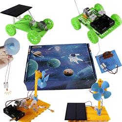Science Experiment Educational STEM Building Kit DIY Solar RC Car DC Wind Power Generator Generation Model Solar Energy Hand Crank Generator Assemble Gears Set Electric Motor