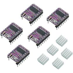 DEVMO 5pcs DRV8825 Stepper Motor Driver Module with Mini Heat Sink for 3D Printer Accessories Compatible with RepRap 4 RAMPS 1.4 StepStick