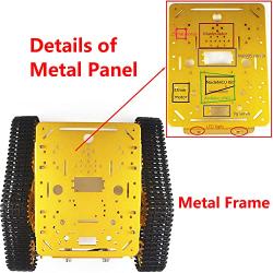 Professional Intelligent Robot Metal Tank Car Chassis for Arduino/Raspberry Pie/Microbit/DIY Steam Education, T300 Tracked Crawler Robotic Platform with Enocoder DC Motors for Teens Adults