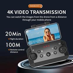 4K 120°FOV Camera Drone For Adults Beginner, Remote Control Camera Aircraft FPV Quadcopter with Brushless Motor, Included Batteries 20 Min Flight Time, Smart Return Home (Black)